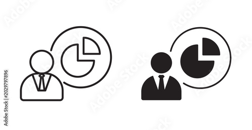data analyst icon in black stroke and fill