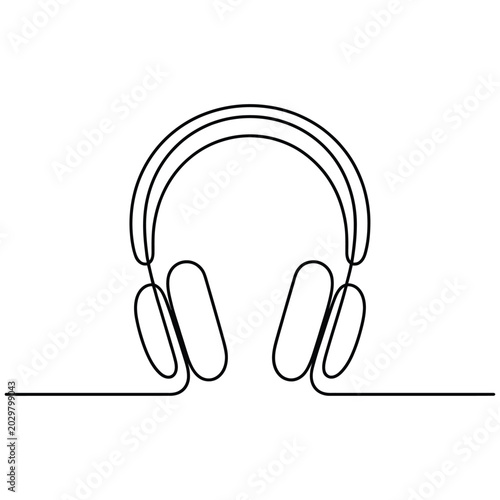 Continuous line drawing of modern headphones Vector