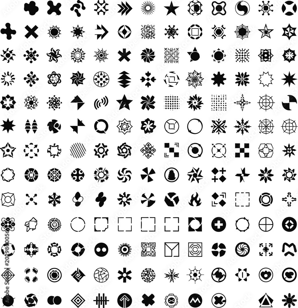 Fototapeta premium Vast collection of abstract black and white graphic icons set