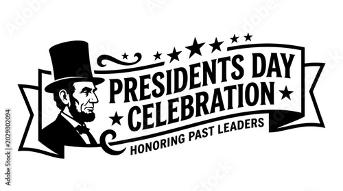Foto Black and White Presidents Day Illustration.