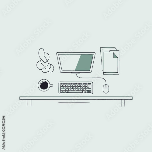 Computer on a desk with accessories.