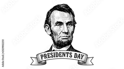 Foto Black and white illustration Abraham Lincoln.
