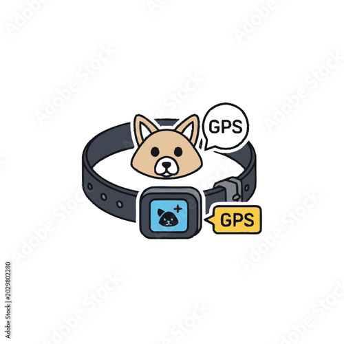 Corgi dog wearing GPS smartwatch device.