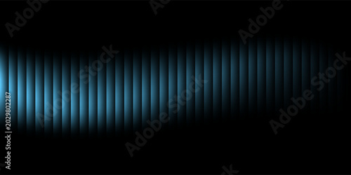 Foto The abstract background depicts many glowing blue vertical bars creating a wave like visual effect against a pitch black space that is suitable for technological or futuristic presentations