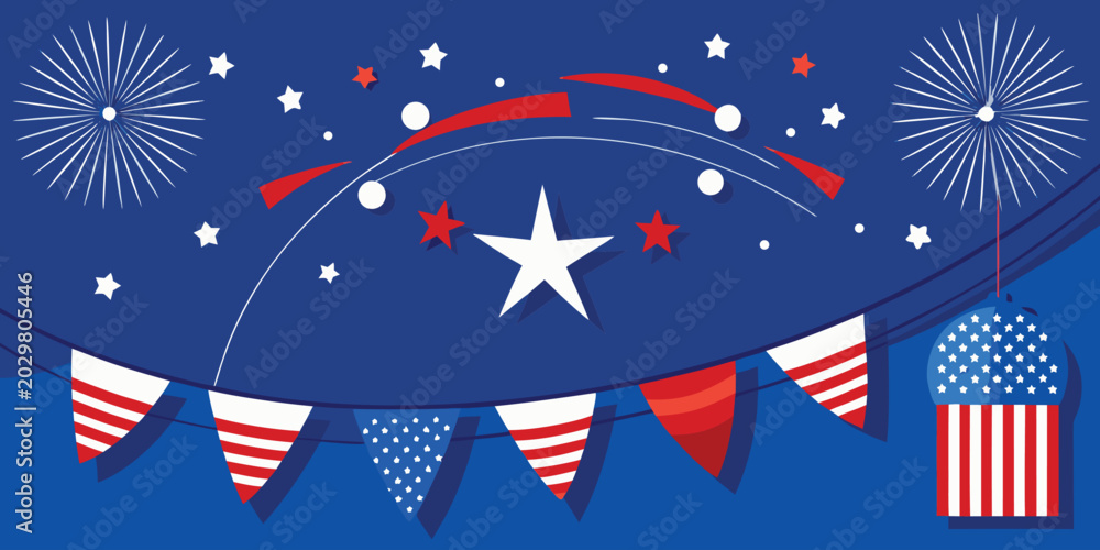Obraz premium Patriotic american independence day with stars and bunting flags