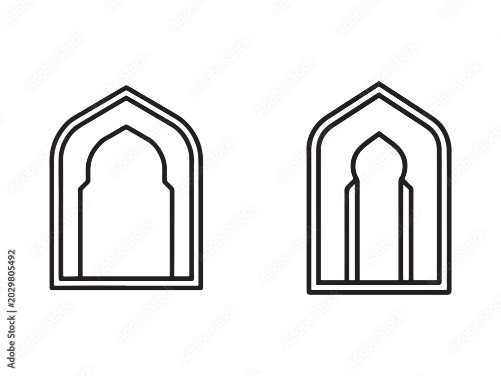 Fototapeta premium Islamic archway designs with pointed tops and rectangular frames architectural elements