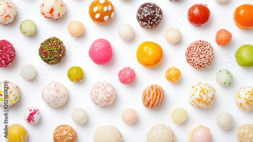 Assorted homemade candies background for cozy dessert and confectionery concepts. Sweet handmade treats composition ideal for packaging, holiday branding and bakery advertising.
