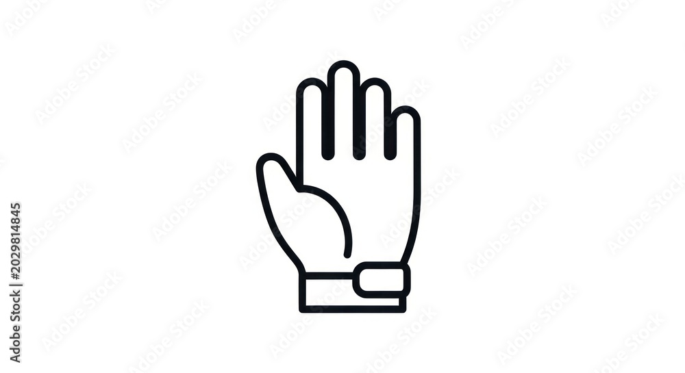 Obraz premium Black outline icon of a hand with open palm
