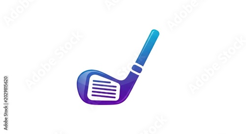 Stylish blue and purple gradient golf club head icon