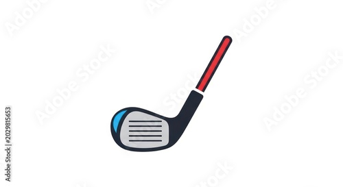 Flat design golf club icon with red accents