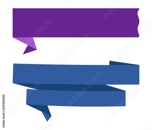 Origami-style purple sticker and banner template for website and graphic project