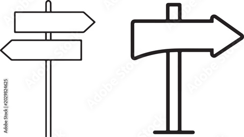Fotografia Outline direction arrow sign icon for navigation route and wayfinding systems