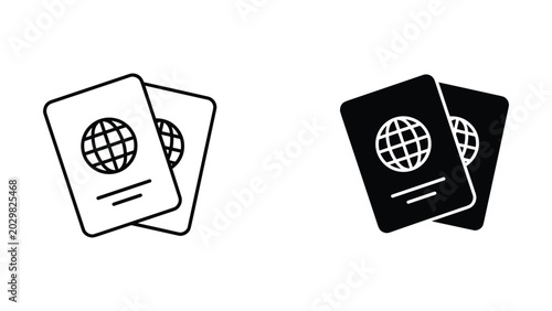 Foto International travel passport pair vector icon set for identification