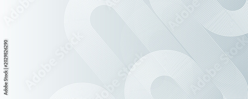 White abstract glowing geometric background. White rounded lines pattern. Futuristic technology concept. Suit for poster, cover, banner, presentation, website, flyer
