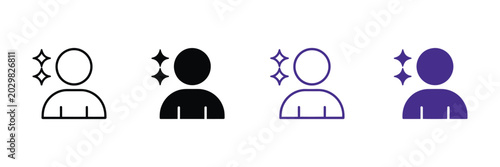 фотографія User profile with sparkles line and solid icon set user with AI sparkle symbol isolated vector illustration for modern UI design and digital identity concept