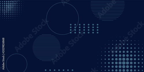 Dark blue background with dotted patterns. The background features a modern style with blue circles and a smooth texture. Circle pattern background vector. Blue background.