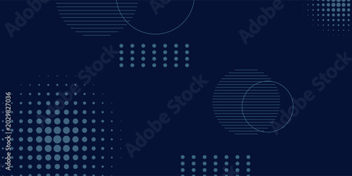 Dark blue background with dotted patterns. The background features a modern style with blue circles and a smooth texture. Circle pattern background vector. Blue background.