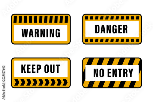 Tableau sur toile Warning and danger signs set