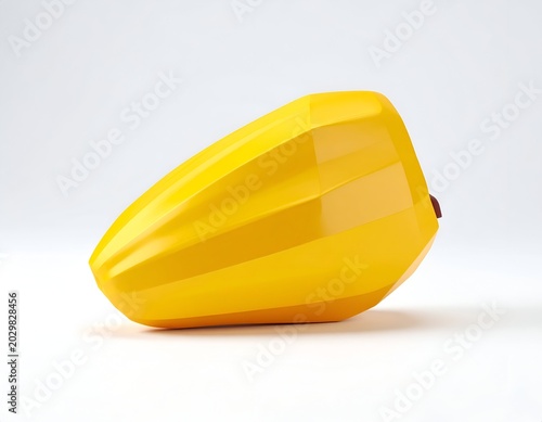 Geometric Yellow Object on White Background - Modern Design.