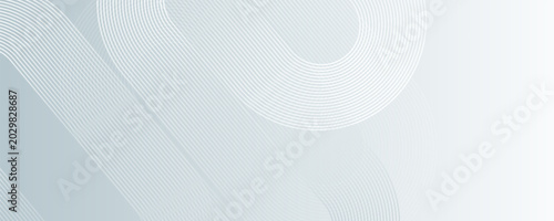 White abstract glowing geometric background. White rounded lines pattern. Futuristic technology concept. Suit for poster, cover, banner, presentation, website, flyer