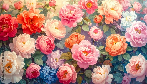 Vibrant floral display, soft