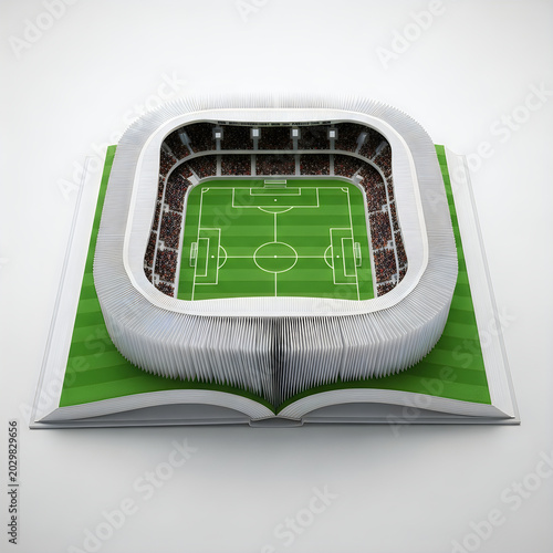 Mini soccer field in an open book