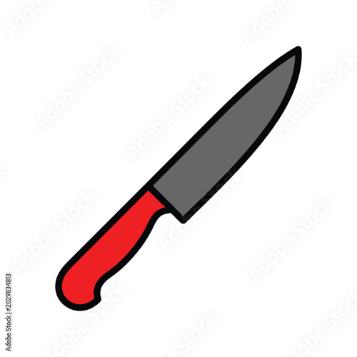 Fotografija Red handled knife blade sharp