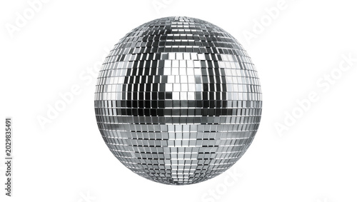 Fotografie Shiny disco ball with mirrored facets, isolated on transparent background