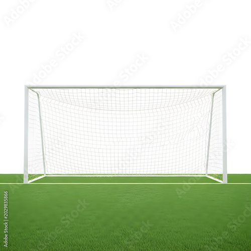 Soccer goalpost on green artificial turf