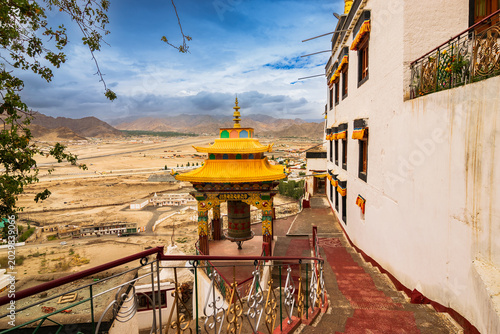 фотографія Prayer wheel pavilion of Spituk Monastery, Spituk Gompa or Pethup Gompa,Buddhist monastery in Spituk, Leh district, Ladakh, India