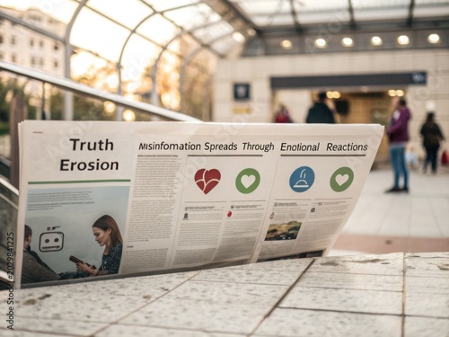 Newspaper on Bench Highlighting Misinformation and Emotional Impact