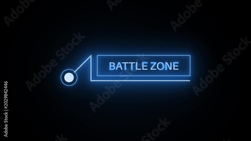 Blue HUD battle zone callout animation with futuristic gaming interface overlay design