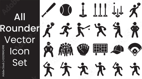 Vászonkép Athletics Tournament, Baseball Game Elements, and Player Figure Collection