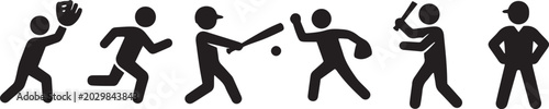 Obraz na płótnie Athletics Tournament, Baseball Game Elements, and Player Figure Collection