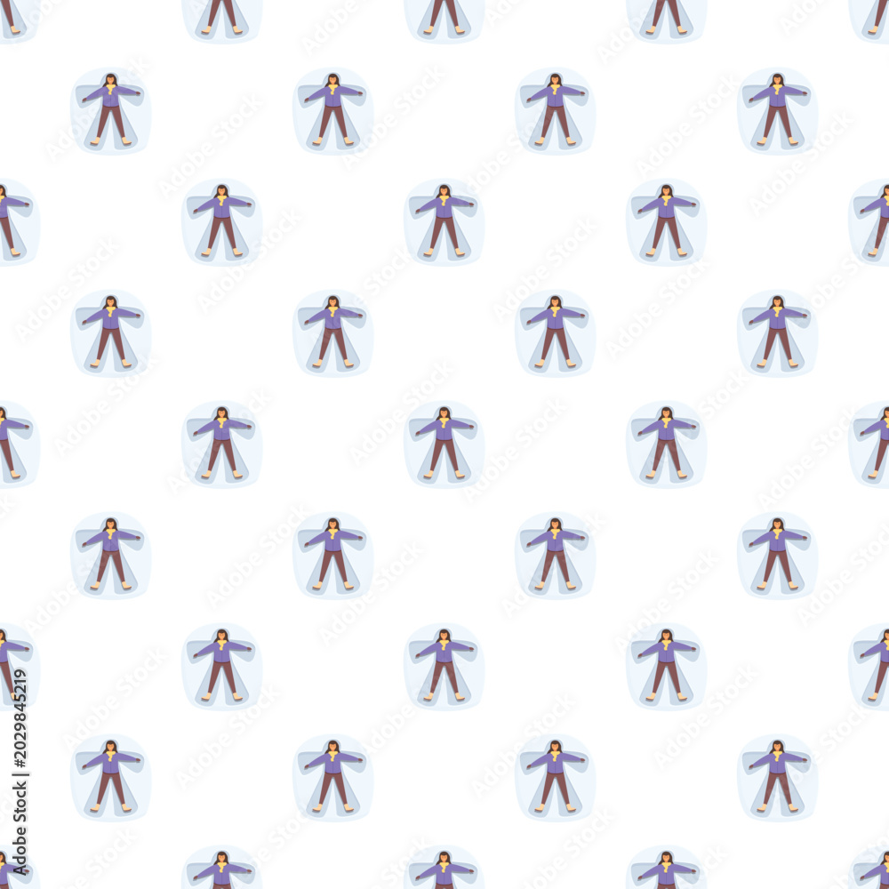 Obraz premium Repeat pattern of stylized snow angels on a bright white background