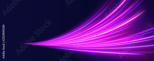 Obraz na plátně Neon violet waves twist above a futuristic night street