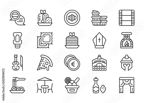 Φωτογραφία Italy thin line icon set