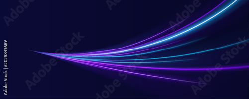 Εκτύπωση καμβά Bright cyan arcs flow along a curved urban highway