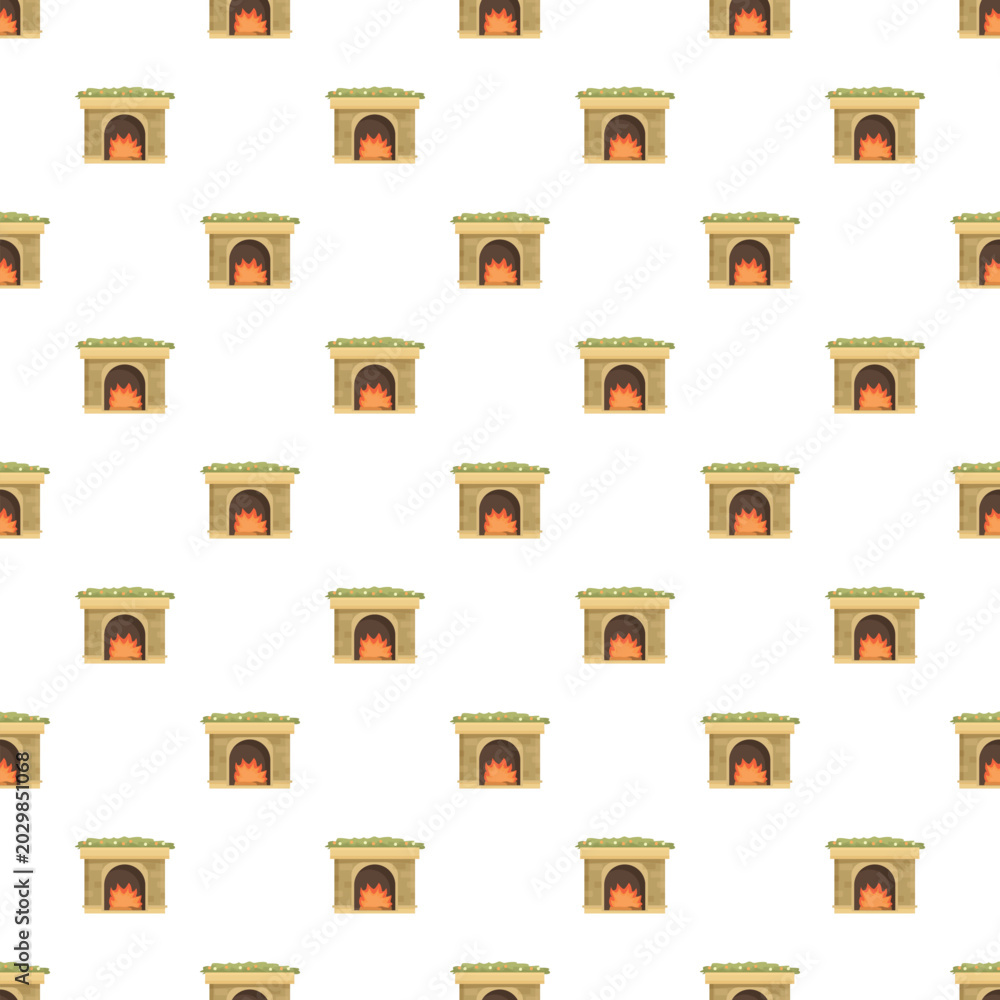 Fototapeta premium Fireplace with burning fire creating a warm and cozy repetitive background pattern