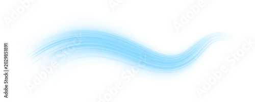 Bild auf Leinwand Cyan and teal curved lights streak diagonally across dark streets