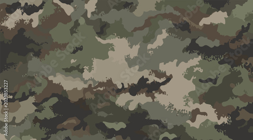 Foto Abstract military camouflage seamless texture, dark khaki green army camo pattern for hunting fabric, textile print, fashion clothing and wallpaper background vector design