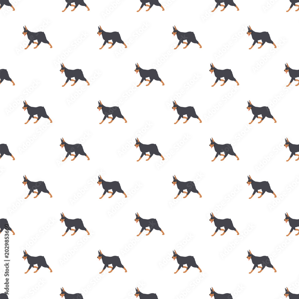 Fototapeta premium Doberman pinscher dogs creating a repeating pattern for textile and wallpaper design
