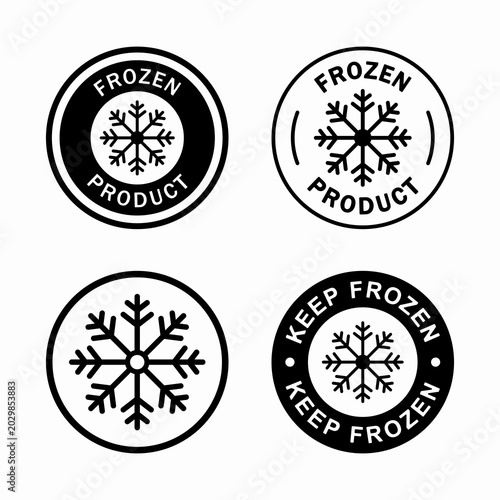 Frozen products sign. Keep cold. White background.