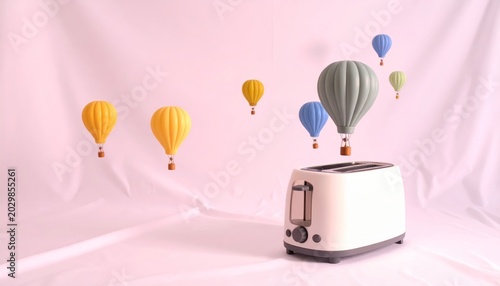 Toaster ejects hot air balloons for a whimsical breakfast