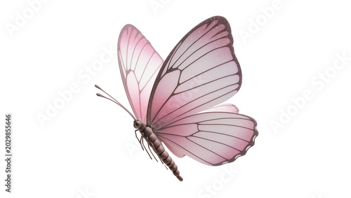Konstfotografi Delicate pink butterfly with dark veins, isolated on transparent background