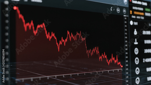 Falling stock market graph with red financial chart