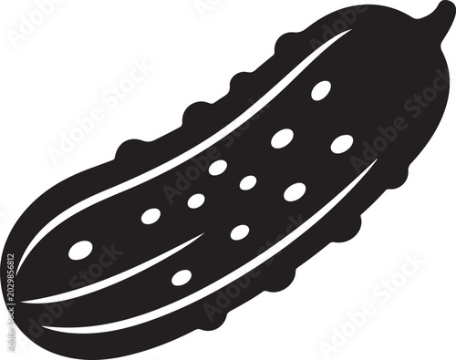 Foto Black silhouette of a bumpy cucumber