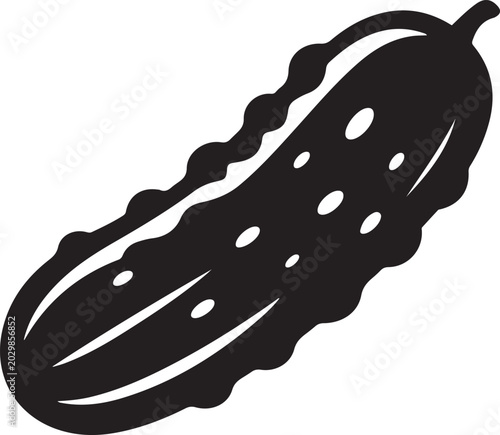 Foto Black silhouette of a bumpy cucumber