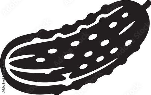 Foto Black silhouette of a bumpy cucumber