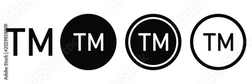 Round trademark TM symbol icon set in grey color vector.